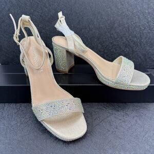 Benjamin Walk Touch Ups Women’s Champagne Glitter Rhinestones Formal Heels 6.5